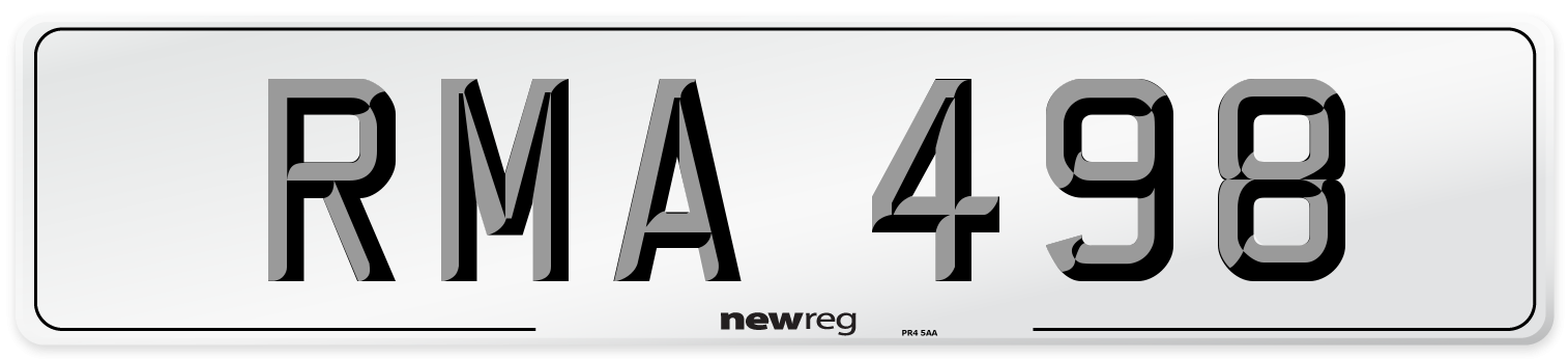 RMA 498 Number Plate from New Reg